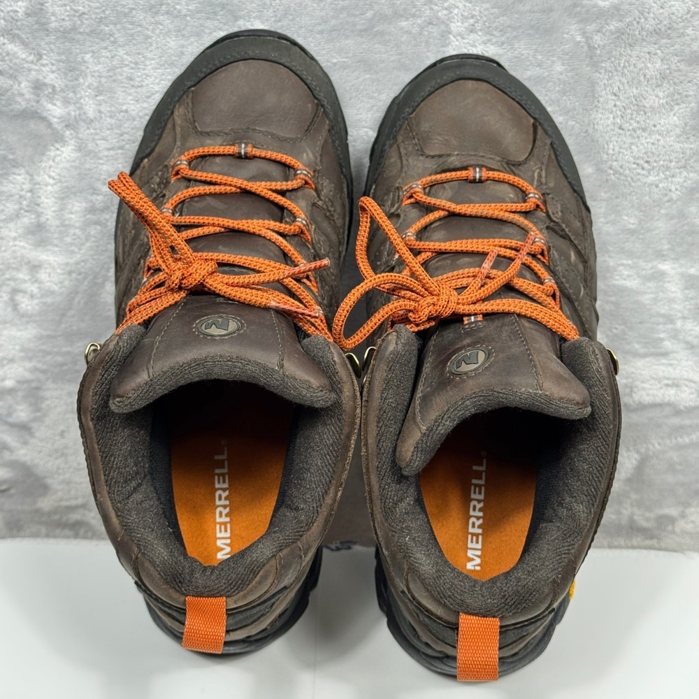 MERRELL Moab 2 Mid Waterproof Hiking Boots Mens 8.5 Wide Leather Vibram Outdoor - Picture 6 of 9